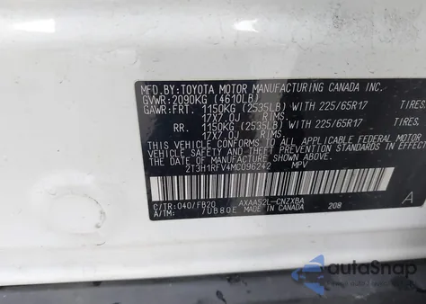 2021 Toyota Rav4 Le z USA, uszkodzony, nr VIN 2T3H1RFV4MC096242